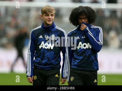 Manchester United's Brandon Williams (left) and Tahith Chong Stock Photo