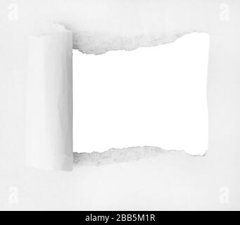 A torn piece of paper. The torn place is completely isolated for Your design Stock Photo