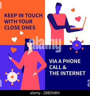 Communication online idea - flat design style illustration Stock Vector
