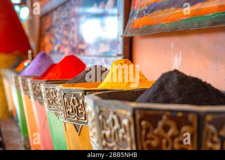 Moroccan market (souk) in the old town (medina) of Marrakech, Morocco Stock Photo