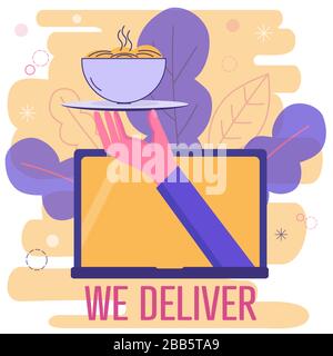 Flat design colorful vector illustration concept for food delivery service isolated on bright background Stock Vector