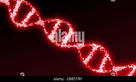 Conceptual 3D rendering of red DNA molecule model. Stock Photo
