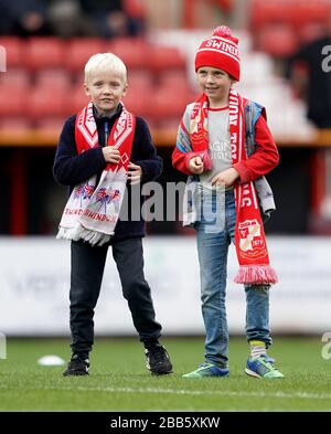 Swindon Town fans before the match Stock Photo