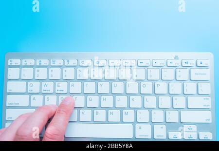 Hands on the keyboard close up view Stock Photo
