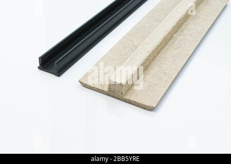 Interior threshold. A joint connecting floor coverings. without visible mounts. Stock Photo
