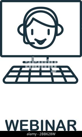 Webinar icon from e-learning collection. Simple line element Webinar symbol for templates, web design and infographics Stock Vector
