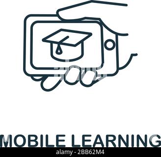 Mobile Learning icon from e-learning collection. Simple line element Mobile Learning symbol for templates, web design and infographics Stock Vector