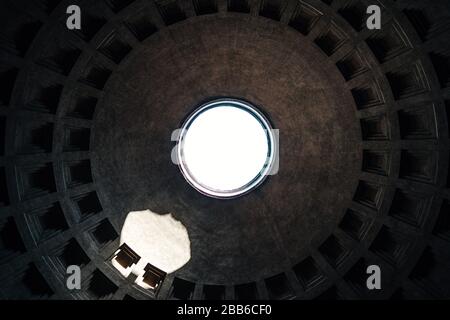 Light entering inside from a hole in Pantheon of rome Stock Photo