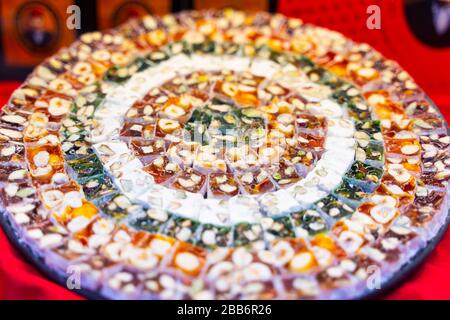 Assorted Turkish Delight bars (Sugar coated soft candy) Stock Photo