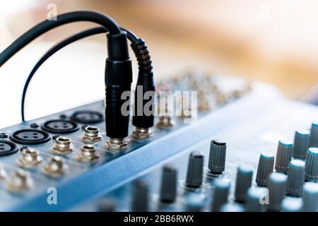 Professional music production in a sound recording studio, mixer desk Stock Photo