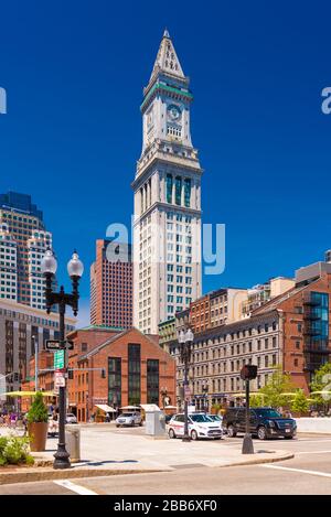 Boston, MA - June 2016, USA: View of Custom House Tower, a skyscraper in McKinley Square, in the Financial District of Boston Stock Photo