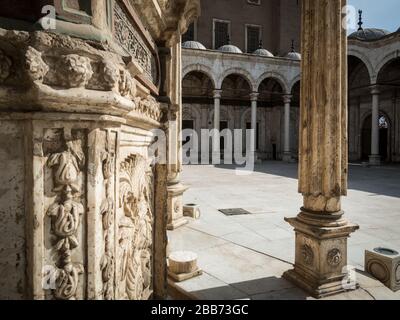 Cairo, Egypt, February, 2020, the beautiful decorated fountain Inside the Muhammad Ali Mosque in the citadel of Cairo Stock Photo
