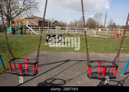 empty playground: the village playground in Walberton, West Sussex, is deserted during coronavirus lockdown, March 2020 Stock Photo