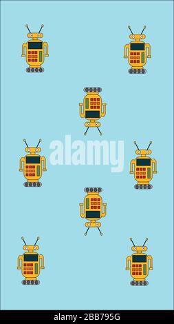 Robots are a great scientific invention that helps solve many of the problems of humanity. Stock Vector