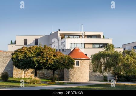 Modern residential complex in the center of historic city walls and park in town Schweinfurt Stock Photo