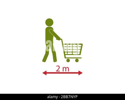 Social distance, shop, coronavirus. Vector illustration, flat design. Stock Vector