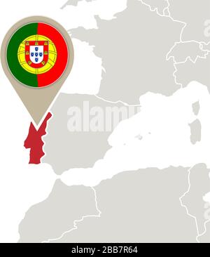 Map of Portugal in Europe Stock Photo - Alamy