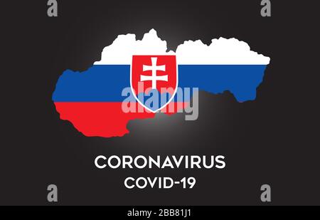 CoronaVirus in Slovakia and Country flag inside Country border Map Vector Design. Covid-19 with Slovakia map with national flag Vector Illustration. Stock Vector