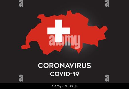 CoronaVirus in Switzerland and Country flag inside Country border Map Vector Design. Covid-19 with Switzerland map with national flag Vector Illustrat Stock Vector