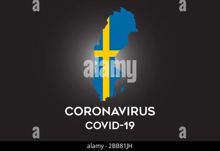 CoronaVirus in Sweden and Country flag inside Country border Map Vector Design. Covid-19 with Sweden map with national flag Vector Illustration. Stock Vector