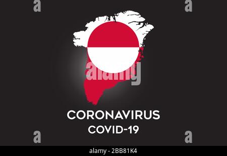 CoronaVirus in Greenland and Country flag inside Country border Map Vector Design. Covid-19 with Greenland map with national flag Vector Illustration. Stock Vector