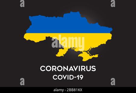 CoronaVirus in Ukraine and Country flag inside Country border Map Vector Design. Covid-19 with Ukraine map with national flag Vector Illustration. Stock Vector