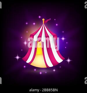 Pink and white tent icon, medieval fair, circus Stock Vector