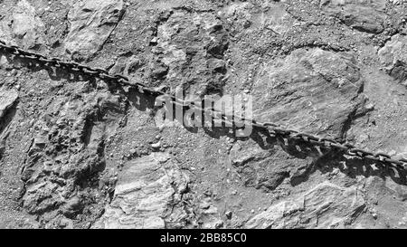 Iron chain on stone floor Stock Photo