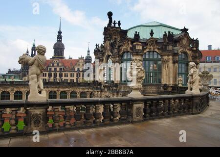 Auf den Galerien des Zwingers in Dresden Stock Photo