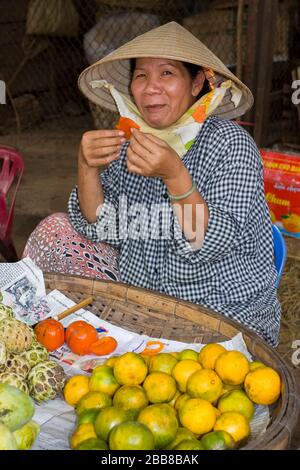 Vendor in Dam Market, Nha Trang City, Vietnam, Asia Stock Photo