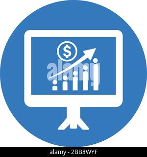 Earning Growth Icon, income report, profit increasing chart design - Perfect for use in designing and developing websites, printed files and presentat Stock Vector