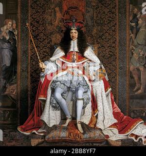 CHARLES II OF ENGLAND (1630-1685) Coronation portrait after his crowning at Westminster Abbey on 23 April 1661 Stock Photo