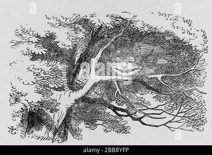 CHESHIRE CAT drawn by John Tenniel in Alice's Adventures in Wonderland, 1865 Stock Photo