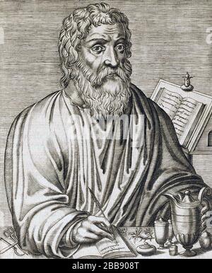 HIPPOCRATES (c 460- c 370 BC) Greek physician in a 16th century engraving Stock Photo