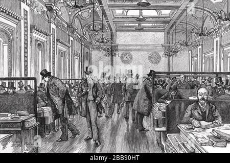 LLOYDS OF LONDON The subscription room about 1880 Stock Photo