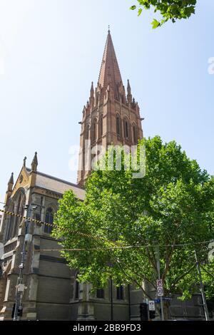 19th century St Paul's Cathedral, Swanston Street, City Central, Melbourne, Victoria, Australia Stock Photo