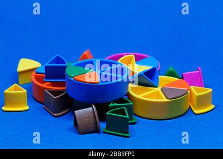 Umea, Norrland Sweden - March 25, 2020: a pile of game pieces in different colors Stock Photo