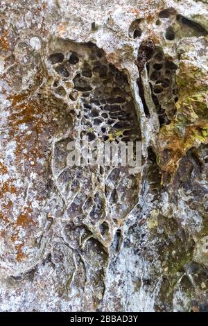 Rock texture, made by the action of wind and water Stock Photo