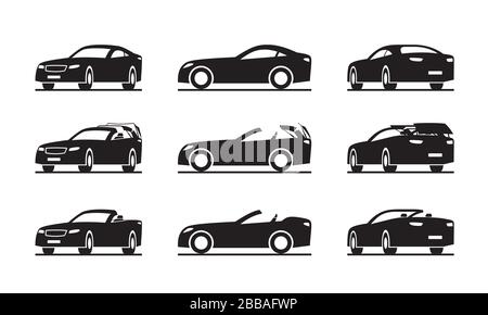 Hardtop convertible sport car in perspective, Stock Vector