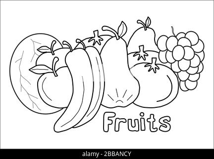 Fruits coloring book for children Stock Vector