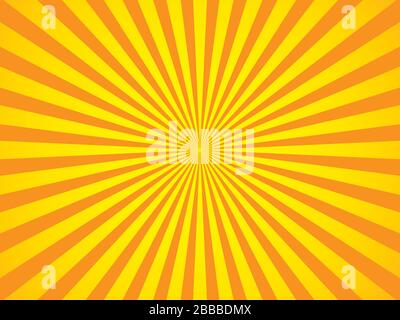 Orange and yellow rays background with spotlight in the center of the wallpaper. Stock Vector