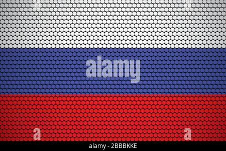 Abstract flag of Russia made of circles. White, blue, red Russian flag designed with colored circles giving it a modern and abstract look. Stock Vector