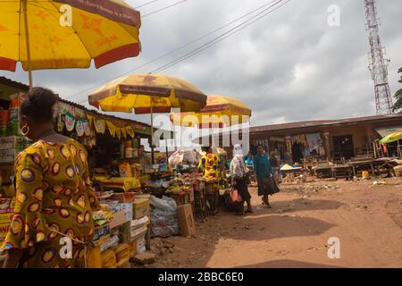 Ikpoba Hill Market in Benin City, Edo State, Nigeria, West Africa. Stock Photo