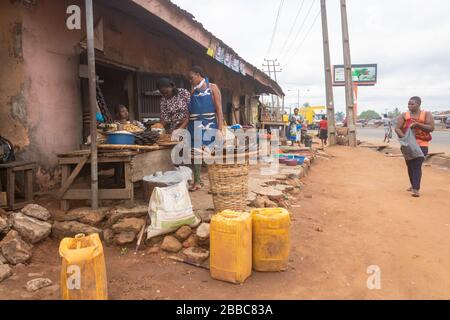 Ikpoba Hill Market in Benin City, Edo State, Nigeria, West Africa. Stock Photo