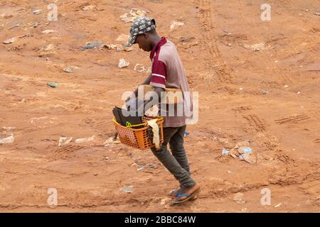 Ikpoba Hill Market in Benin City, Edo State, Nigeria, West Africa. Stock Photo