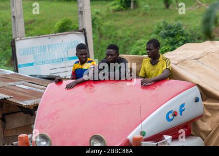 Ikpoba Hill Market in Benin City, Edo State, Nigeria, West Africa. Stock Photo