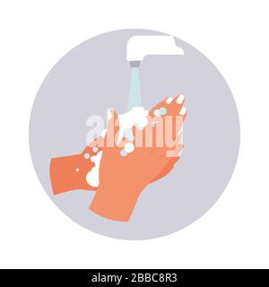 Coronavirus infection preventive measures, wash hands with soap Stock Vector