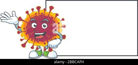 Spreading coronavirus with board cartoon mascot design style Stock Vector