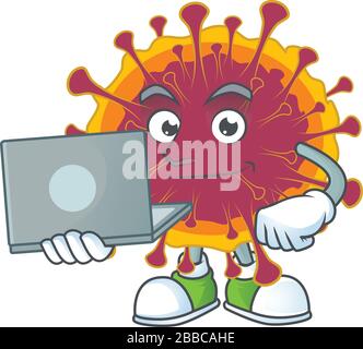 smart student of spreading coronavirus using a laptop Stock Vector