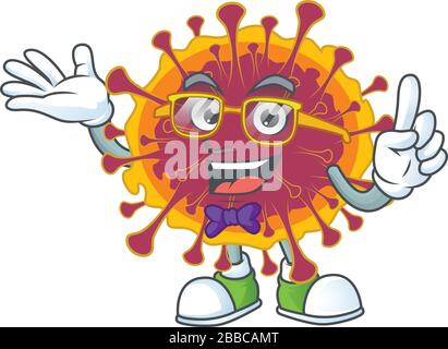 Super Funny spreading coronavirus in nerd mascot design style Stock Vector